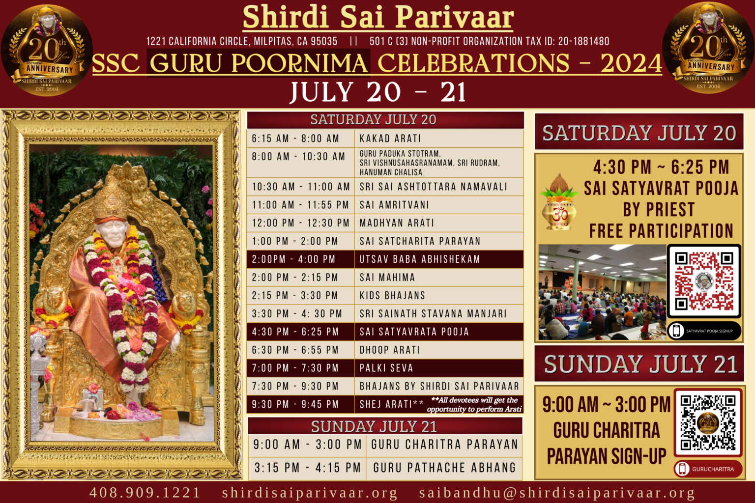 Events for August 2024 Shirdi Sai Parivaar